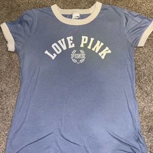 Victoria’s Secret PINK light blue ringer t shirt! LOVE PINK